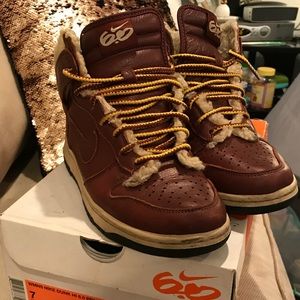 Nike Dunk Hi - Brown Leather with faux sheep fur